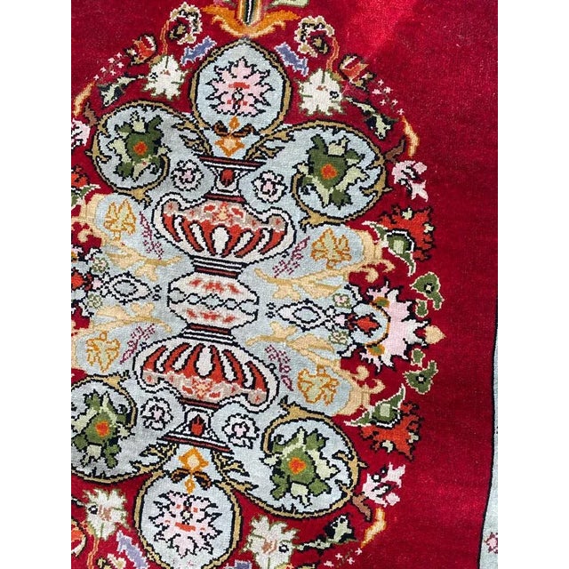 Small Vintage Silk Turkish Rug For Sale - Image 4 of 15