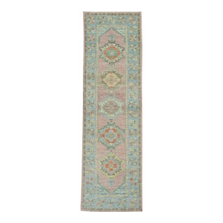 Turkish Oushak Runner Rug 3'2" x 10'6" For Sale