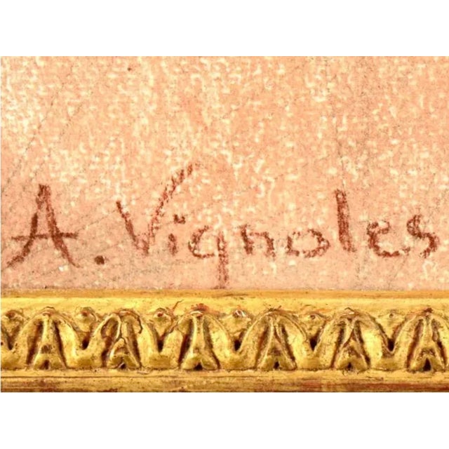 Wood Parisian Street Pastel Painting “Arc De Triomphe, Paris” by Andrè Vignoles For Sale - Image 7 of 10
