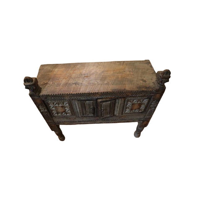 Gray Antique Indian Hardwood Damchiya Storage Chest or Cabinet For Sale - Image 8 of 10