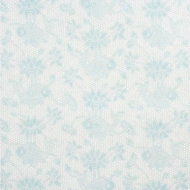 Schumacher Lotus Batik Fabric in Mineral For Sale
