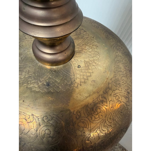 Moroccan Hand Etched Brass Candle Holder, Vintage For Sale In San Francisco - Image 6 of 12