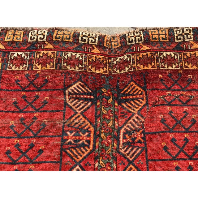 Scarlet 1900s Antique Afghan Tribal Rug-4′10″ × 5′10″ For Sale - Image 8 of 13
