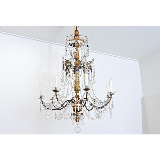 Wood Italian 18th Century Massive Giltwood and Crystal Chandelier For Sale - Image 7 of 18