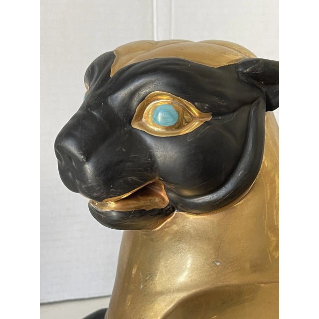 Pair of Gold Porcelain Bastet Cat Giddesses Protectors of Women Qing Dynasty For Sale - Image 9 of 12