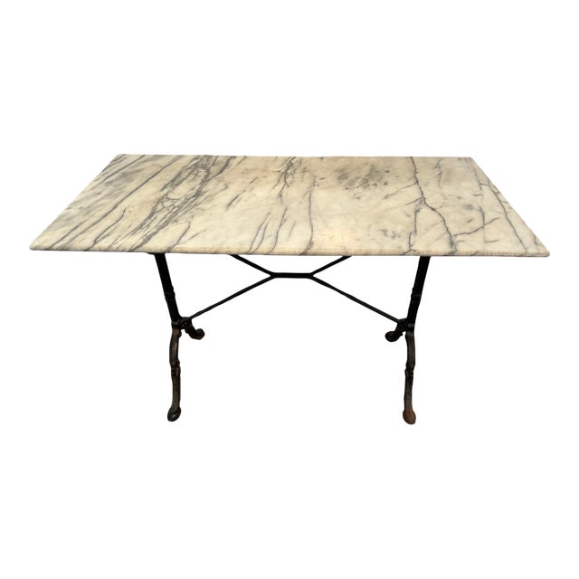 Classic Marble and Iron Bistro Table For Sale