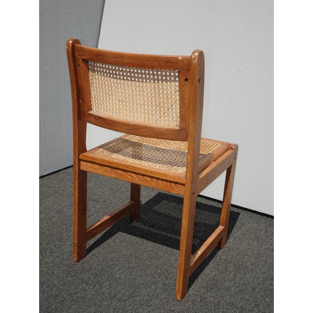 Vintage French Country Brown Oak Side Chair With Cane For Sale - Image 11 of 12