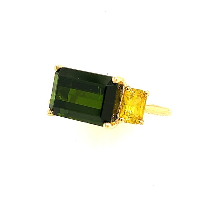 Natural Tourmaline Diamond Ring 14 Y Gold 6.15 TCW Certified For Sale In New York - Image 6 of 11