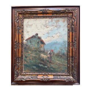 Bonfatti, Shepherdess, 20th Century, Oil on Canvas For Sale