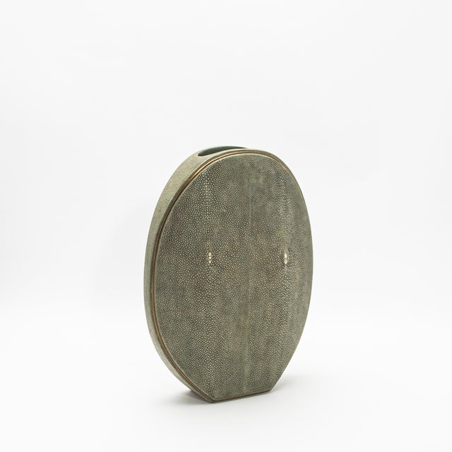 R & Y Augousti Shagreen Vase With Brass Details by R&y Augousti For Sale - Image 4 of 9