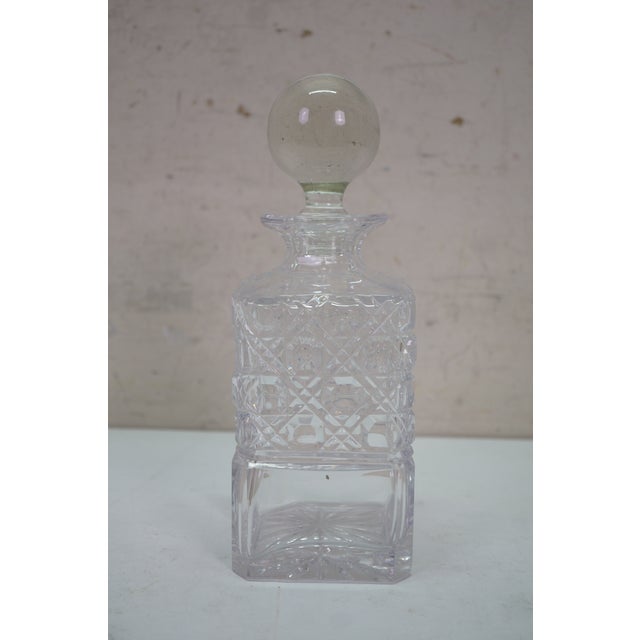 Mid 20th Century Vintage American Cut Crystal Liquor Wine Bar Bottle Decanter For Sale - Image 5 of 14