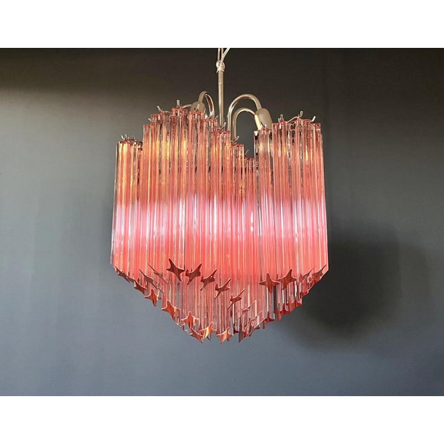 Modern Quadriedri Glass Chandelier in 60 Pink Prism Quadriedri, 1990 For Sale - Image 17 of 17