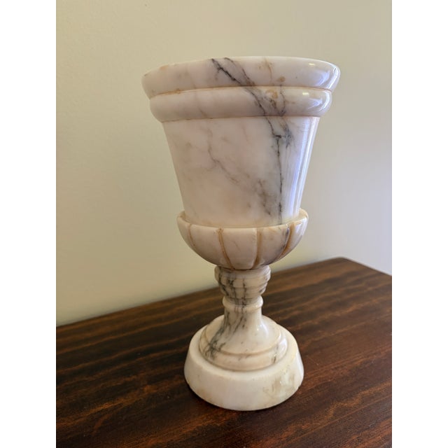 Victorian Antique Marble Urn Vase With Soft Gray Veining For Sale - Image 3 of 7