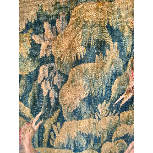 French Aubusson Chinoiserie Verdure Tapestry Pagoda and Three Birds 18 Century For Sale - Image 12 of 13