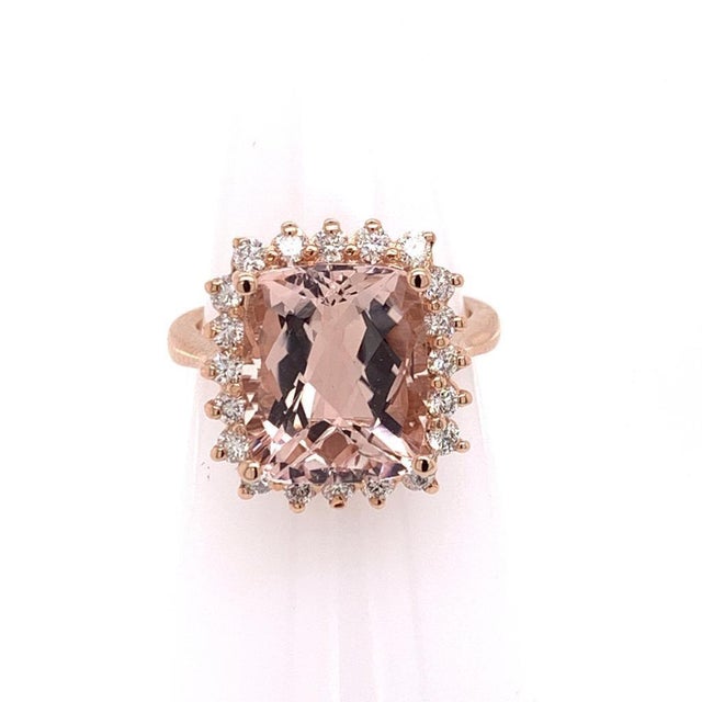 Tourmaline Rubellite Diamond Ring 14k Rose Gold 7.45 TCW Certified, Size 6.5 For Sale - Image 10 of 17