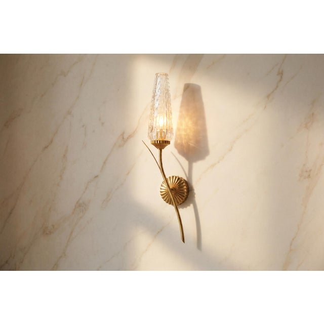1970s Gold-Toned Wall Sconces with Textured Glass Shades, 1970s, Set of 2 For Sale - Image 5 of 13