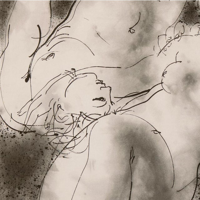 Paper 'Couple Embracing' by Hans Erni, Liebespaar Kuscheln, Modernist Grisaille Aquatint Etching For Sale - Image 7 of 10