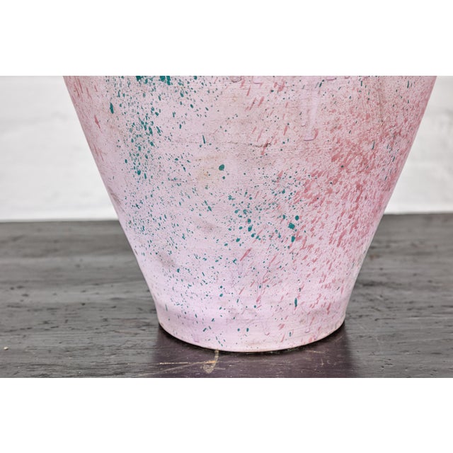 Hand-Crafted American Artists Collection Pink Pastel Vase with Weaving For Sale - Image 12 of 12