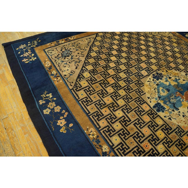 1900s Camel Classic Swastika Medallion Antique Chinese Peking Hand-Knotted Rug For Sale In New York - Image 6 of 11