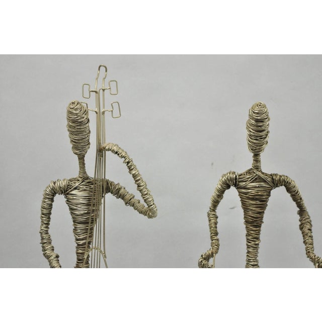 Late 20th Century Vintage Mid Century Modern Brutalist Wire Musician Band Figure Sculpture - Set of 2 For Sale - Image 5 of 17