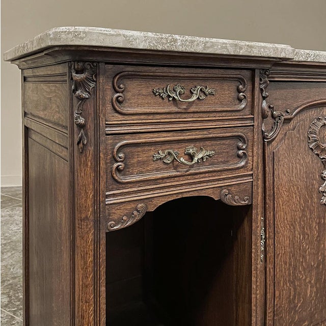 Sienna Antique French Louis XV Display Buffet With Travertine Top For Sale - Image 8 of 18