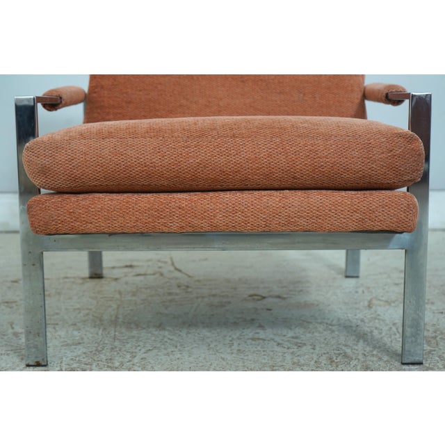1960s Pair of Milo Baughman Chrome Frame Arm Chairs For Sale - Image 5 of 18