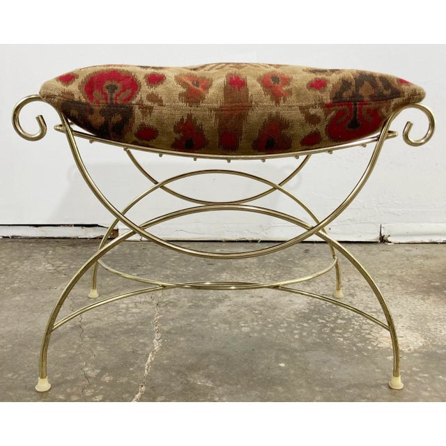 Hollywood Regency Style Vintage Brass Vanity Stool With Cushion Chairish