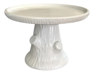 White Faux Bois Ceramic Cake / Cupcake Stand / Platter / Pedestal, in the Manner of Williams Sonoma