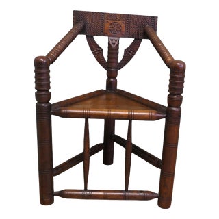 19th Century Antique Oak Turners Armchair For Sale