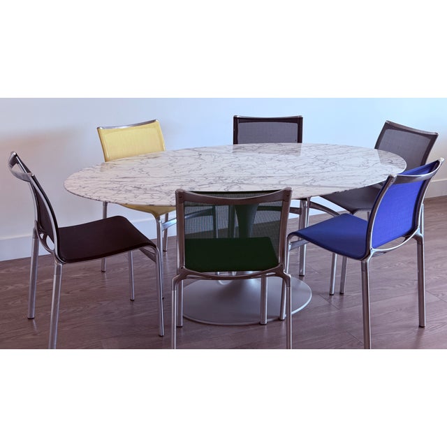 2000 - 2009 Eero Saarinen Oval Tulip Dining Table — 72" Arabescato Marble, Knoll For Sale - Image 5 of 8