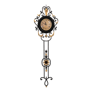 Vintage French Wrought Iron Gilt Tole Wall Clock