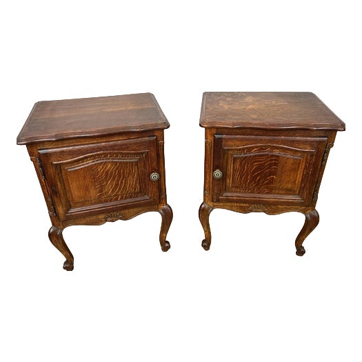 Vintage Bedside Tables in Oak, Set of 2 For Sale