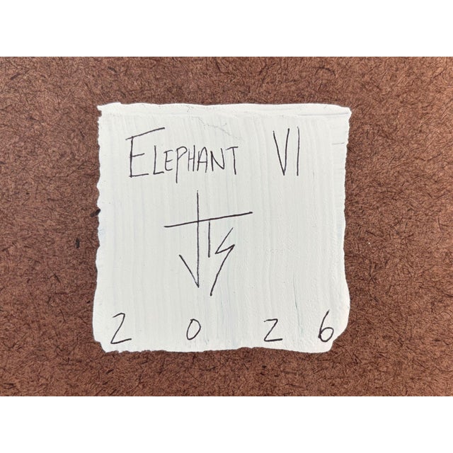 Black "Elephant" Black Abstract Painting in Antique Frame, Transitional Wall Art by JTS For Sale - Image 8 of 9