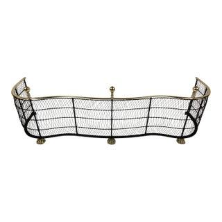 Vintage Brass and Black Wire English Fireplace Fender For Sale