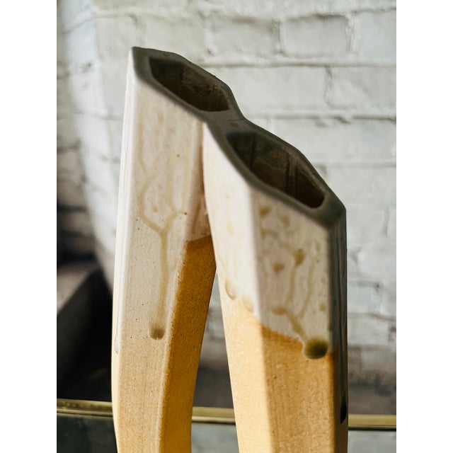 1960s Jb Double Bud Vase Drip Glaze Stoneware, Signed For Sale In Cincinnati - Image 6 of 8