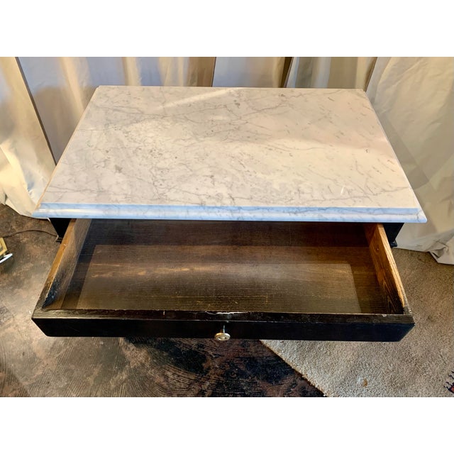 Late 19th Century Napoleon 3 Black Lacquered Table W/ Marble Top For Sale - Image 5 of 6