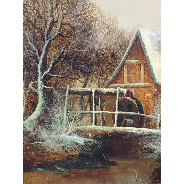 "Old Mill Near Hergarmney" by M. Thompson 1837, Signed, Oil on Canvas Painting For Sale - Image 4 of 12