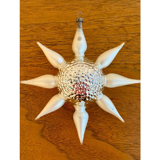 White Vintage German Sputnik Mercury Glass Ornament For Sale - Image 8 of 10