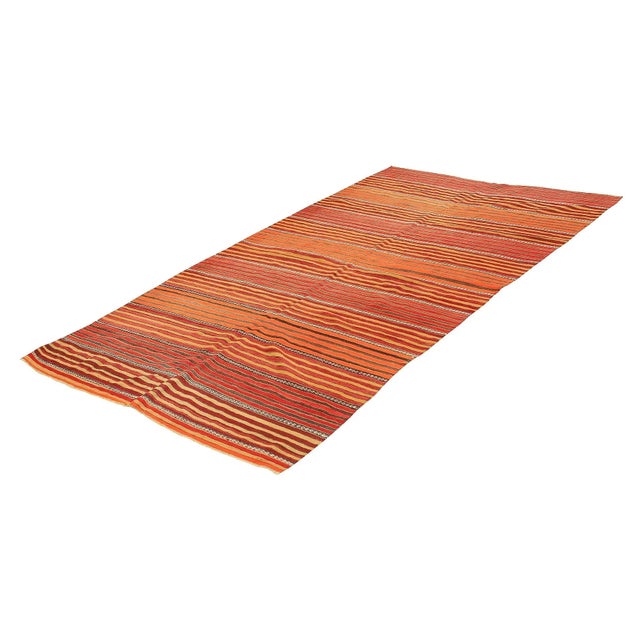 Traditional Mid 20th Century Vintage Striped Turkish Kilim Rug For Sale - Image 3 of 7