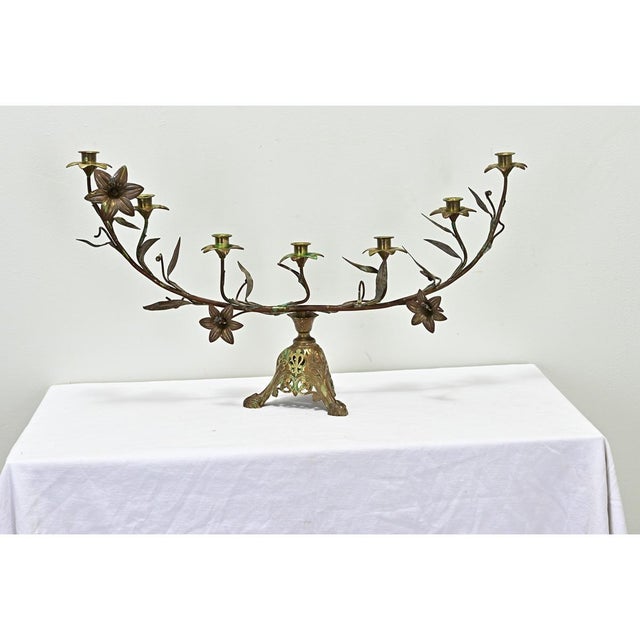 French 19th Century Brass Altar Candelabra For Sale - Image 4 of 11