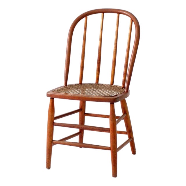 Antique Windsor Style Cane Seat Chair For Sale