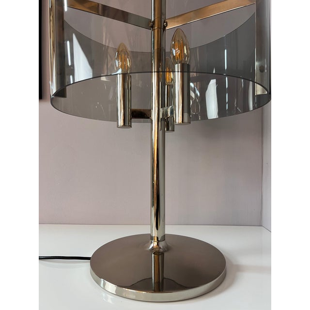 Table Lamp in Chrome and Smoked Acrylic For Sale - Image 6 of 11