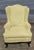 Queen Anne Mid 20th Century Queen Anne Style Mahogany Wing Chair Yellow Check Fabric Slipcover Made in Virginia For Sale - Image 3 of 8