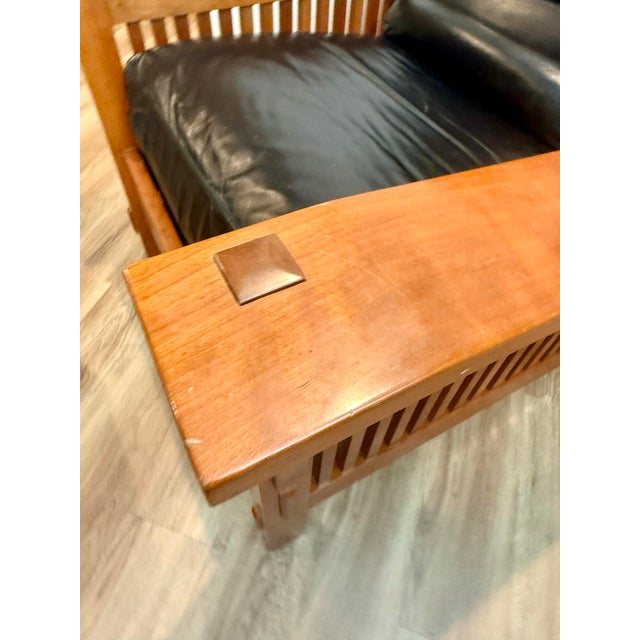 Stickley Mission Morris Chair and Matching Ottoman For Sale In Denver - Image 6 of 11