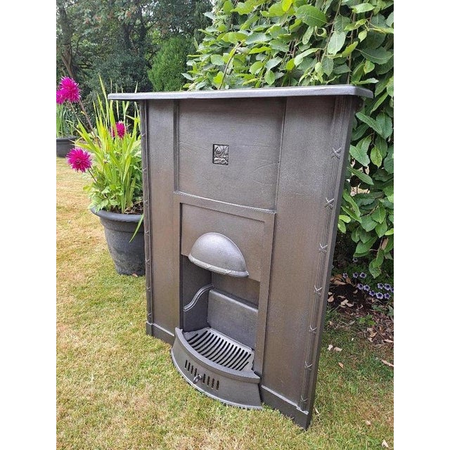 Arts and Crafts Edwardian Cast Iron Fireplace For Sale - Image 10 of 11