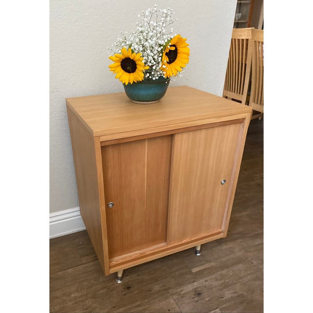 Mid Century Modern Style Sliding Door Cabinet For Sale - Image 4 of 6