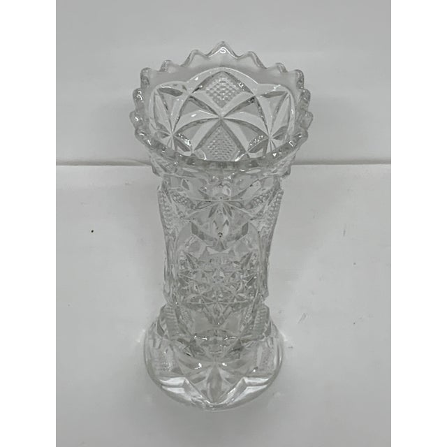 Beautiful petite vintage cut crystal vase. Elegant and gorgeous detail cuts. Stunning look for its size.