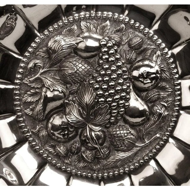 Silver 800 Plate with Fruit Decor, Vienna, 1890s For Sale - Image 3 of 6