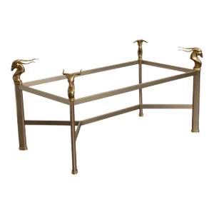 Neoclassical Style Vintage Brass and Steel Rams Head Dining Table