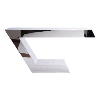Modern Greg Sheres Style Polished Stainless Steel Console Table For Sale
